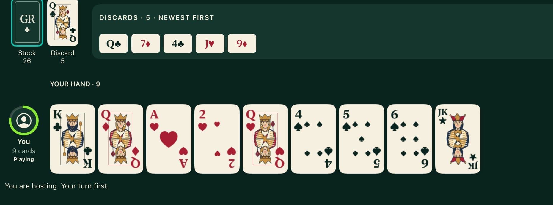 An online game with the turn clock