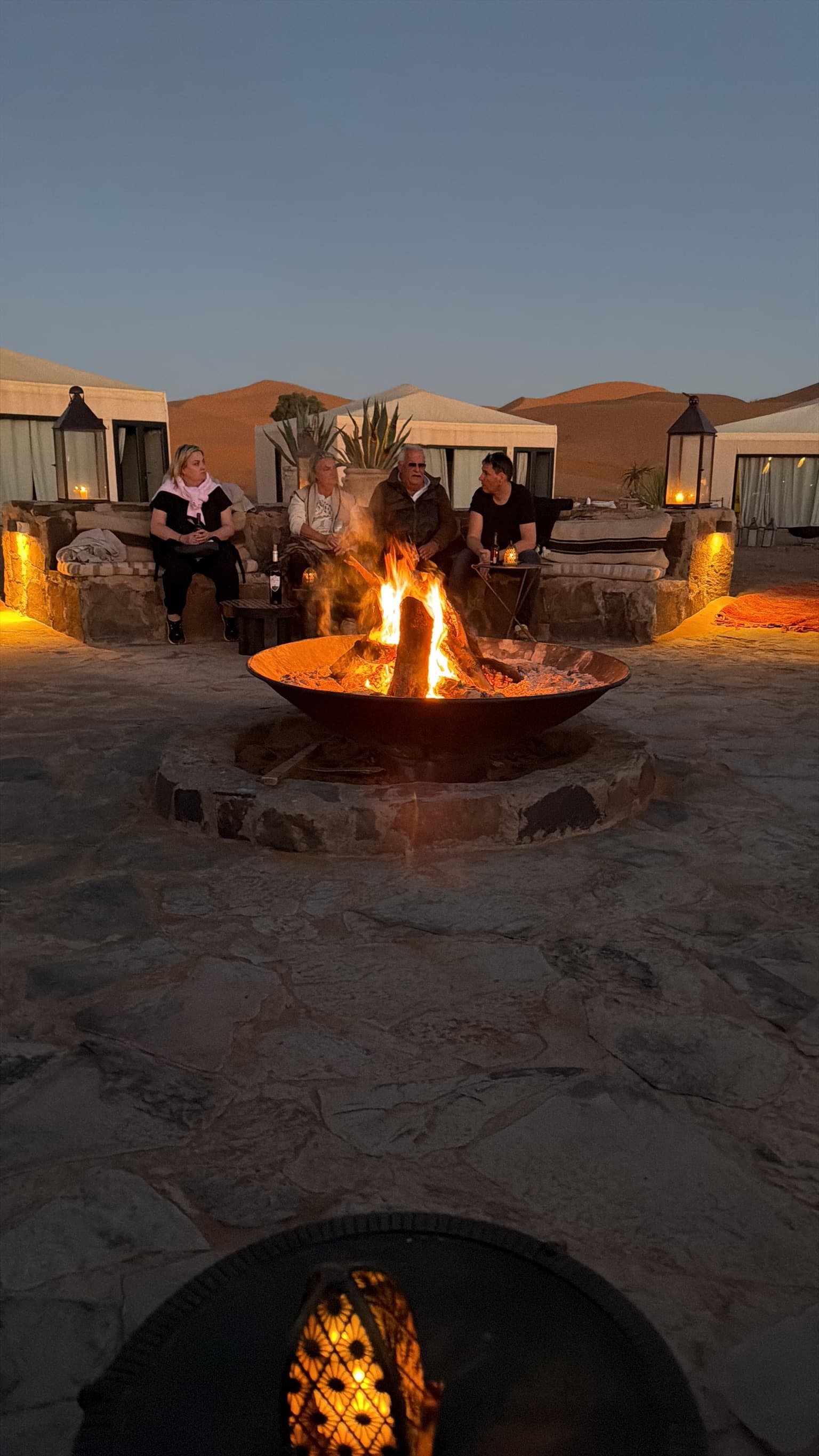Aperitif around the fire at Merzouga Luxury Desert Camp