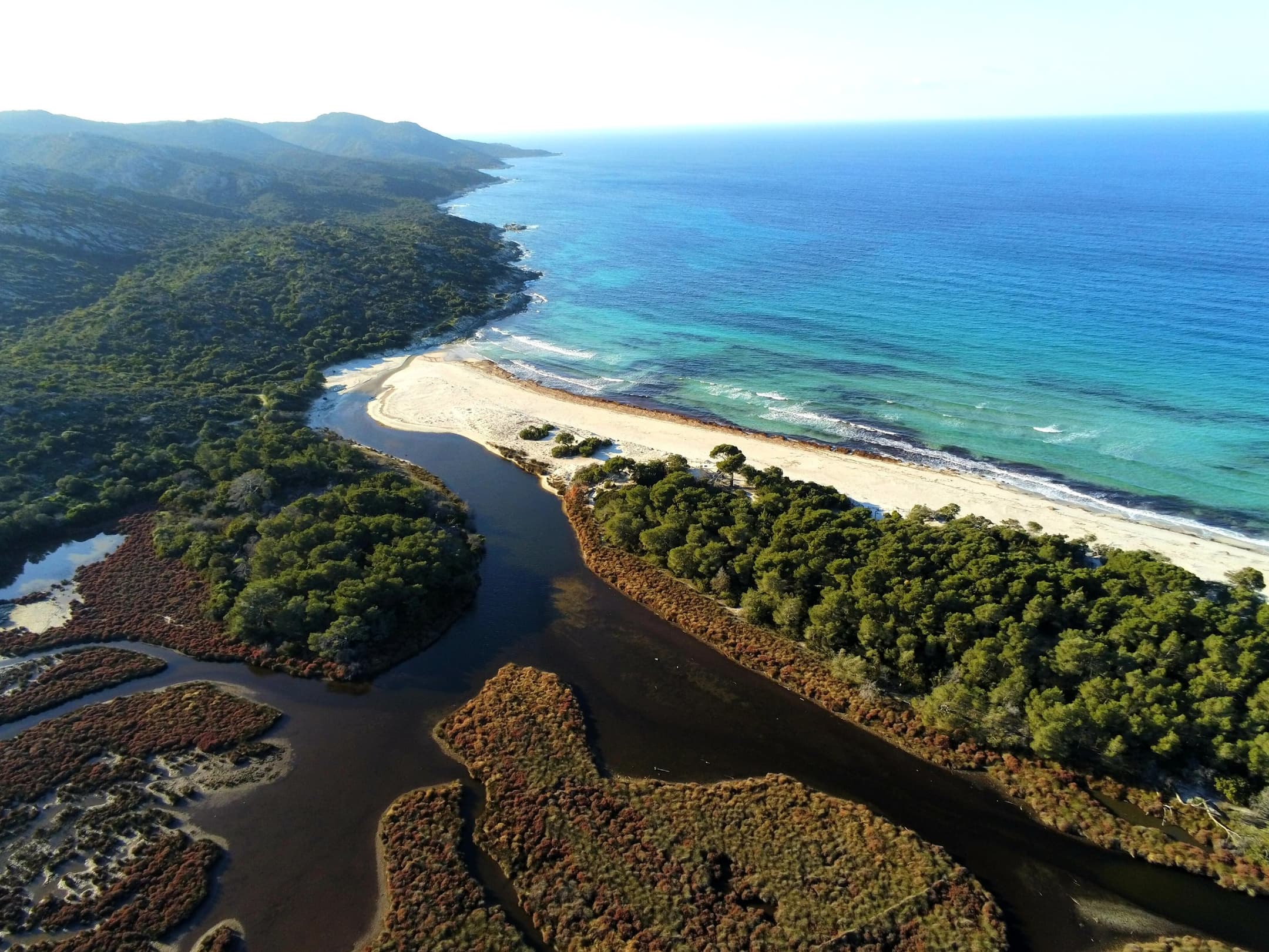The beach of Saleccia seen from above
